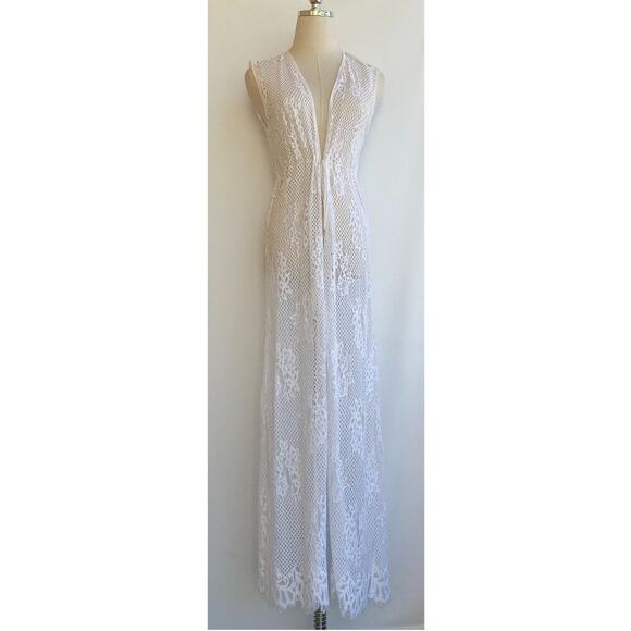 Melissa Odabash Other - Melissa Odabash knit kaftan white long cover up dress sz S